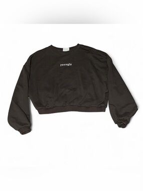 YoungLA Cropped Sweatshirt Taupe Brown Floral Graphic